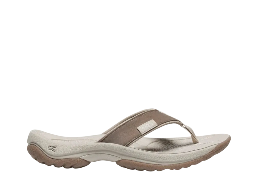 KEEN Women's Kona Leather Flip-Flop "Brindle/Silver Birch"