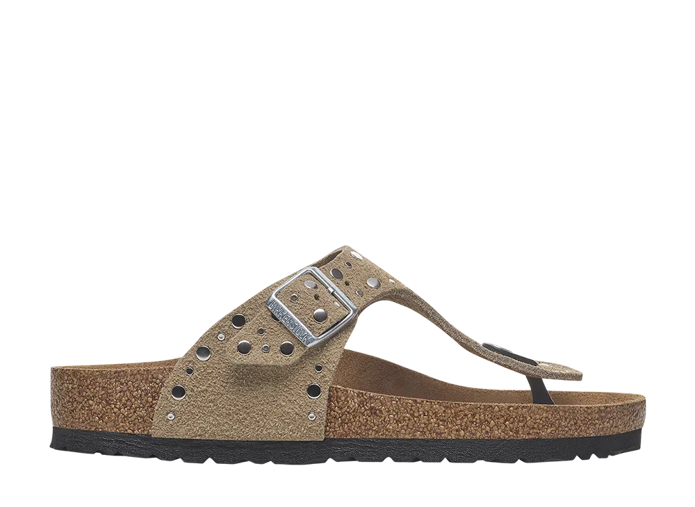 BIRKENSTOCK Women's Gizeh Rivet Border Suede Leather "Taupe"