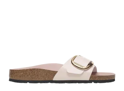 BIRKENSTOCK Women's Madrid Big Buckle Natural Leather Patent "High-Shine Light Rose"