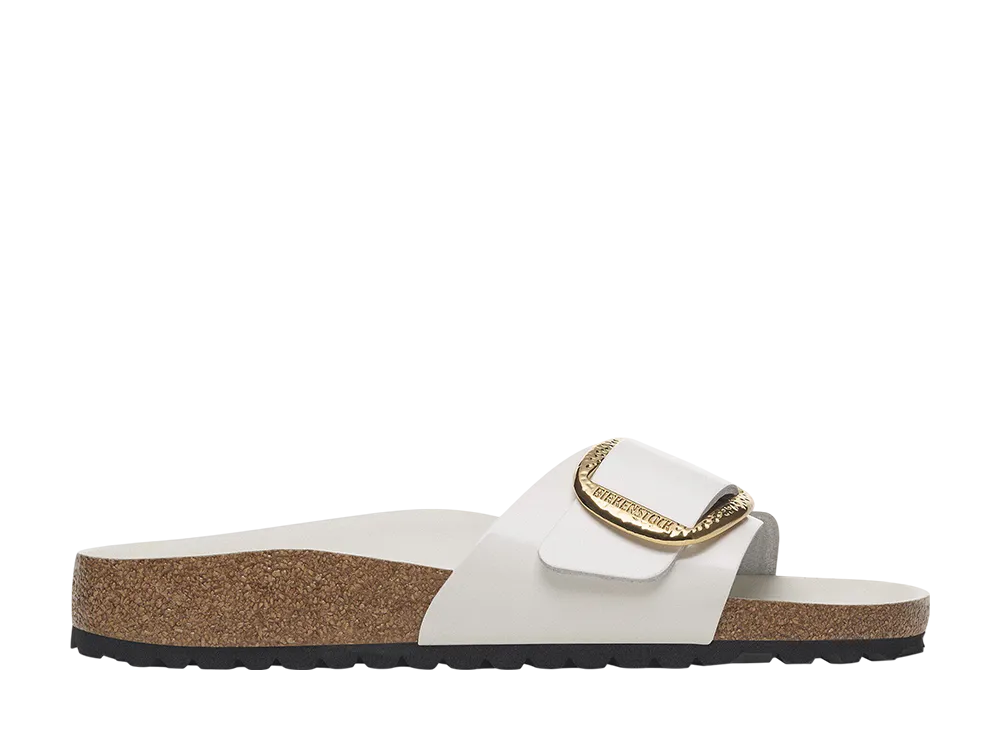 BIRKENSTOCK Women's Madrid Big Buckle Natural Leather Patent "High-Shine Antique White"