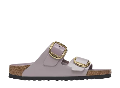 BIRKENSTOCK Women's Arizona Big Buckle Natural Leather Patent "High-Shine Faded Purple"