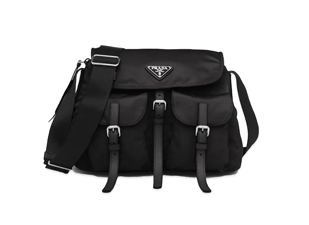 PRADA Nylon & Saffiano Leather Shoulder Backpack "Red/Black"