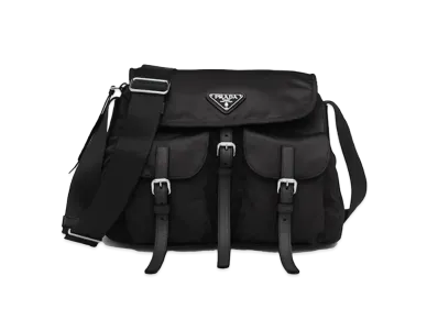 PRADA Nylon & Saffiano Leather Shoulder Backpack "Red/Black"