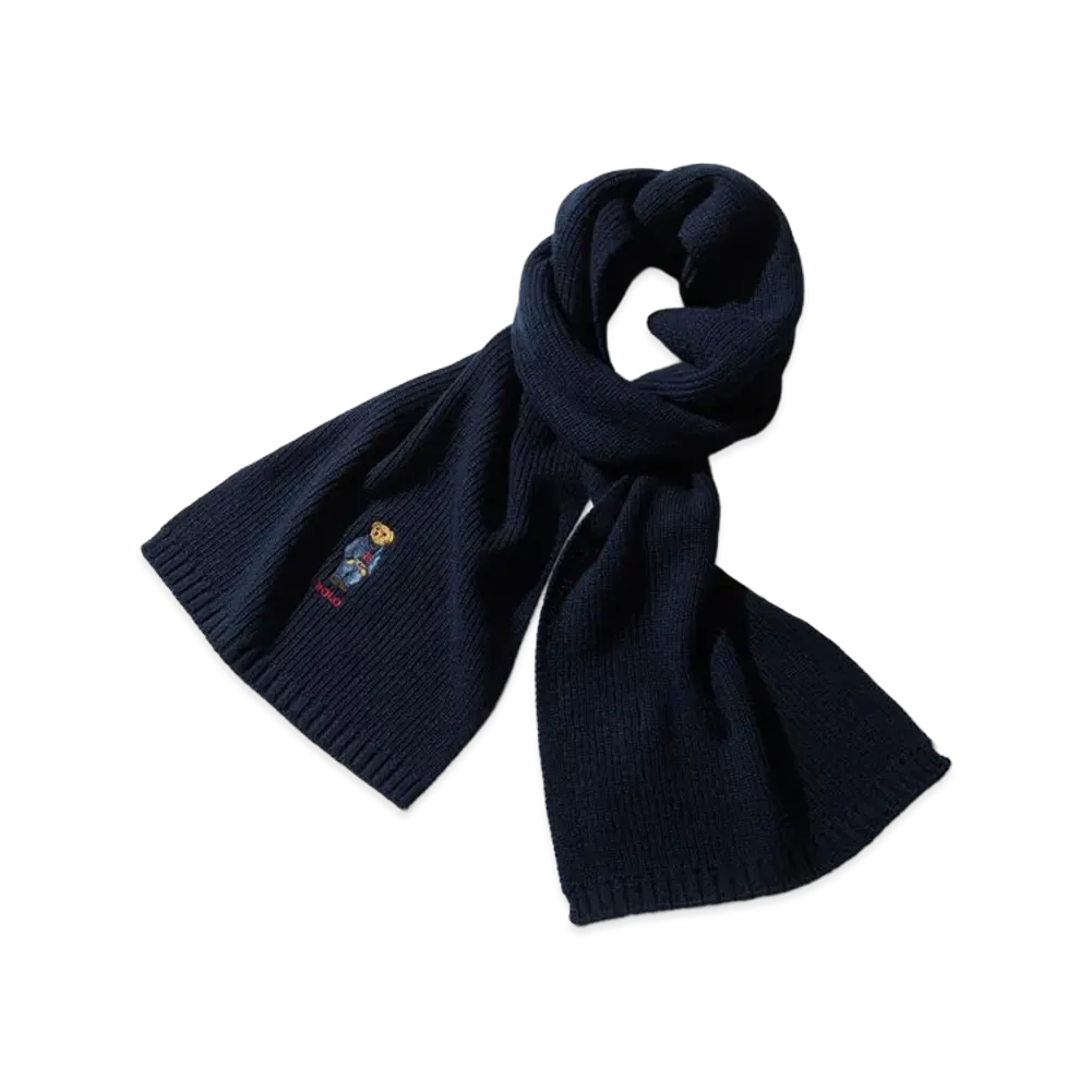 Polo Ralph Lauren Solid Denim Bear Scarf "Classic Navy"