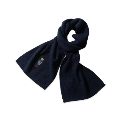 Polo Ralph Lauren Solid Denim Bear Scarf "Classic Navy"