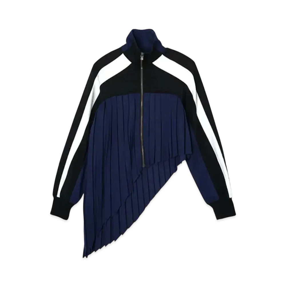 FACETASM Asymmetrical Pleated Jacket "Black/Navy"