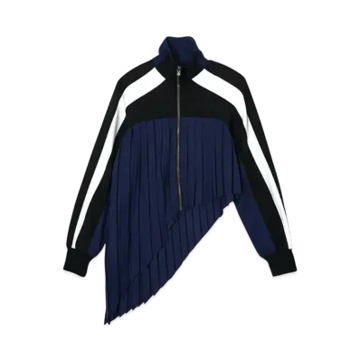 FACETASM Asymmetrical Pleated Jacket "Black/Navy"