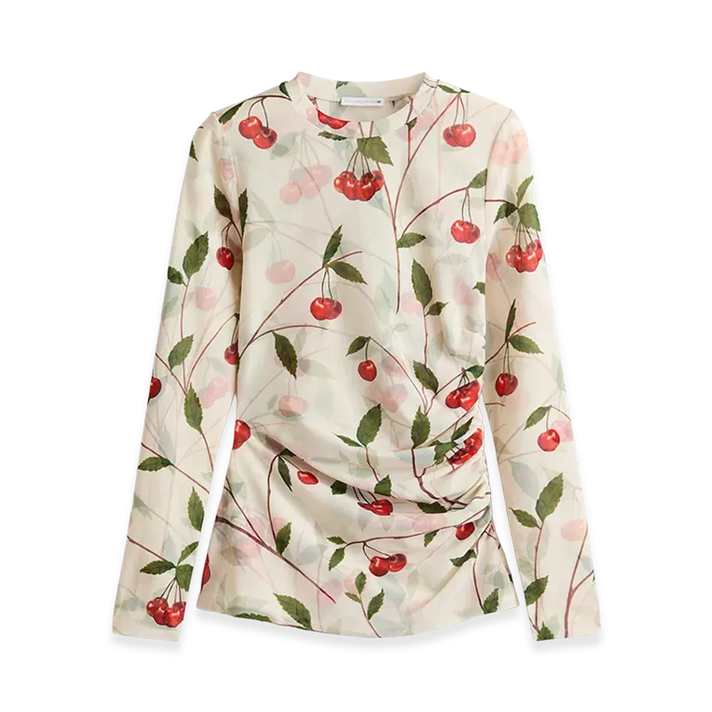 H&M x Stella McCartney Women's Cherry Print Mesh Top "Cream"