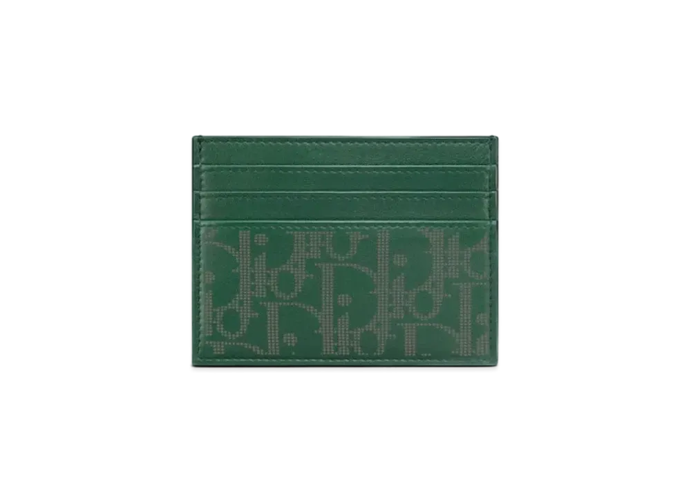 Dior World Tour Card Holder Dior Oblique Galaxy Leather "Green"