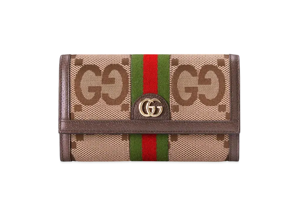 GUCCI Ophidia Jumbo GG Continental Wallet Canvas "Camel/Ebony"