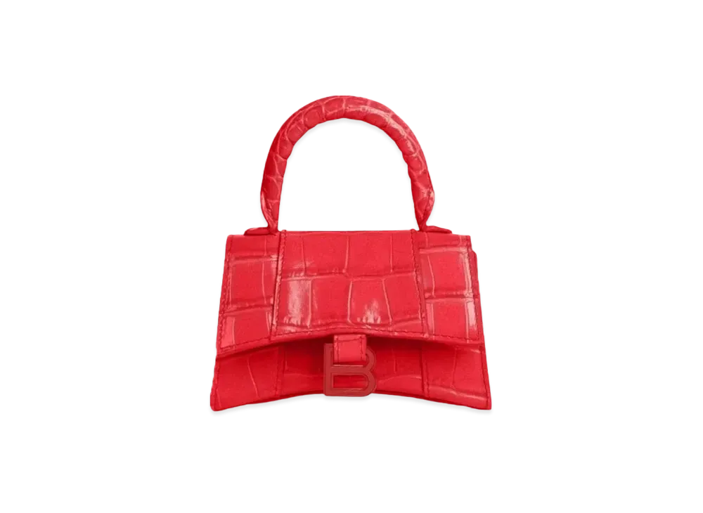 BALENCIAGA Women's Hourglass Mini Top Handle Bag "Bright Red"