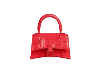 BALENCIAGA Women's Hourglass Mini Top Handle Bag "Bright Red"