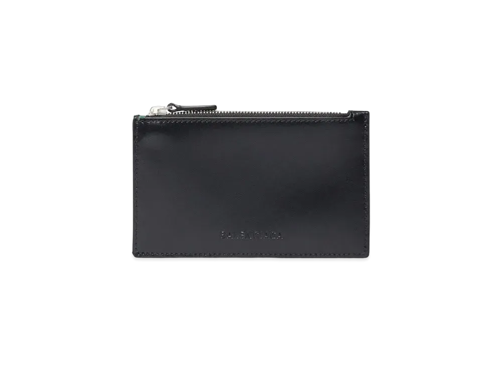 BALENCIAGA Essential Long Coin And Card Holder In Shiny Box Calfskin With Contrasted Lining "Black"