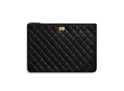CHANEL 2.55 Large Pouch Aged Calfskin "Black"