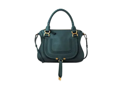 Chloe Marcie Leather Handbag In Grained Calfskin "Blue"