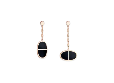 Hermes Chaine D'Ancre Verso Earrings "Pink Gold/Black Ceramic"