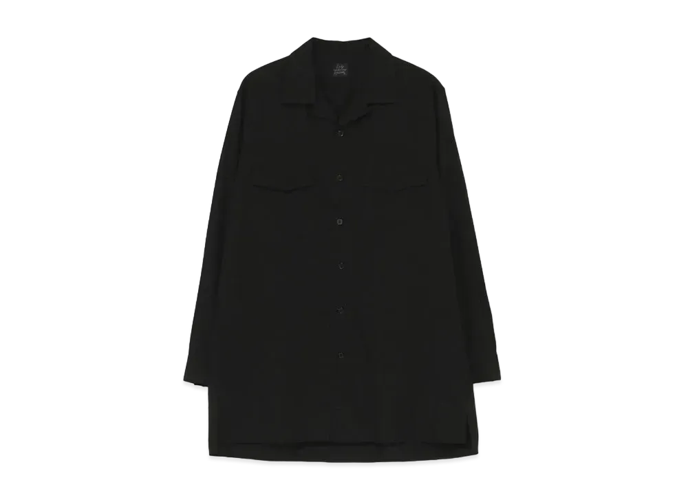 Yohji Yamamoto Pour Homme COSTUME D'HOMME 4 DIMENSION CUTTING MOTION OPEN COLLAR SHIRT "Black"
