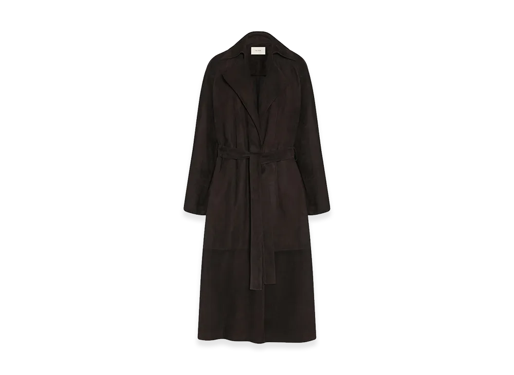 The Row Women's Solana Suede Coat "Dark Brown"