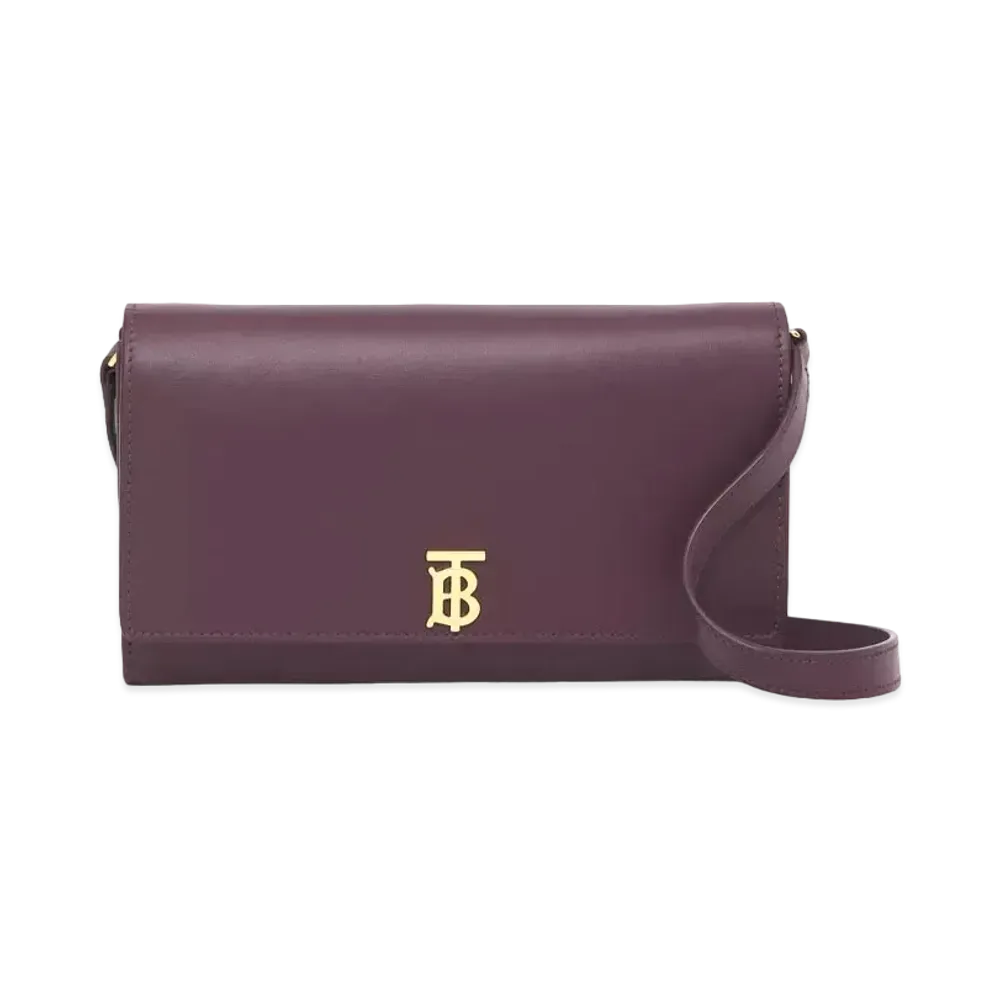 Burberry Monogram Motif Leather Wallet with Detachable Strap "Deep Maroon"
