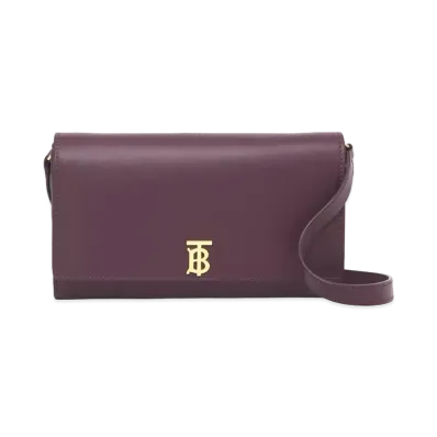 Burberry Monogram Motif Leather Wallet with Detachable Strap "Deep Maroon"