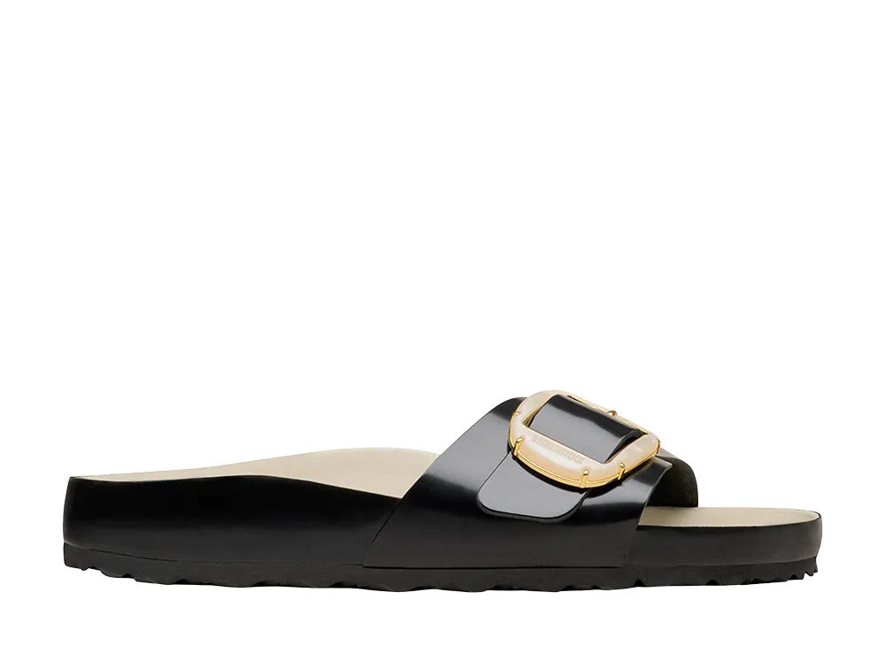 BIRKENSTOCK Women's Madrid Big Buckle Pearl "High Shine Black/Ecru"