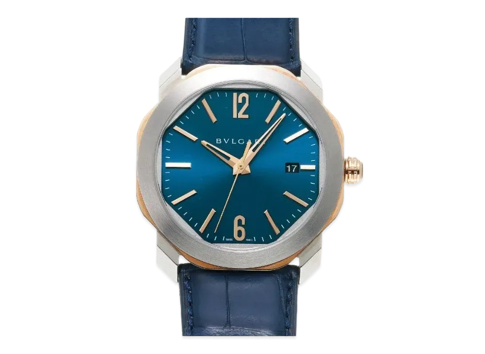 BVLGARI Octo Roma "Blue/Pink Gold/Stainless Steel/Blue"