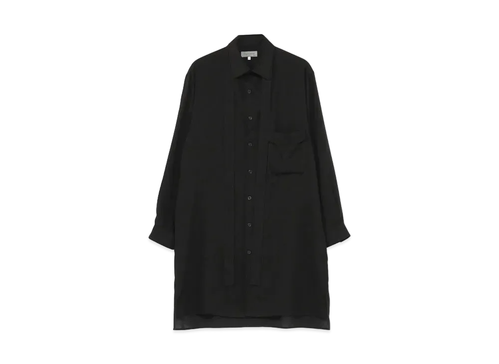 Yohji Yamamoto Pour Homme CELLULOSE LAWN LONG DESIGNED COLLAR BLOUSE "Black"
