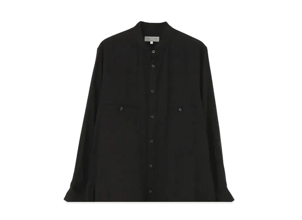 Yohji Yamamoto Pour Homme CELLULOSE LAWN UNEVEN STAND COLLAR BLOUSE "Black"