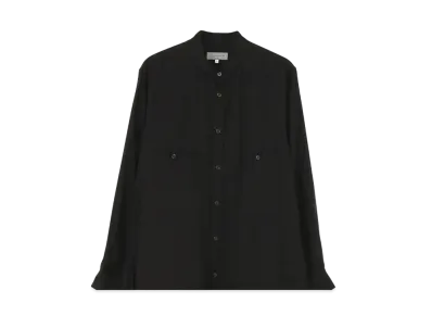 Yohji Yamamoto Pour Homme CELLULOSE LAWN UNEVEN STAND COLLAR BLOUSE "Black"