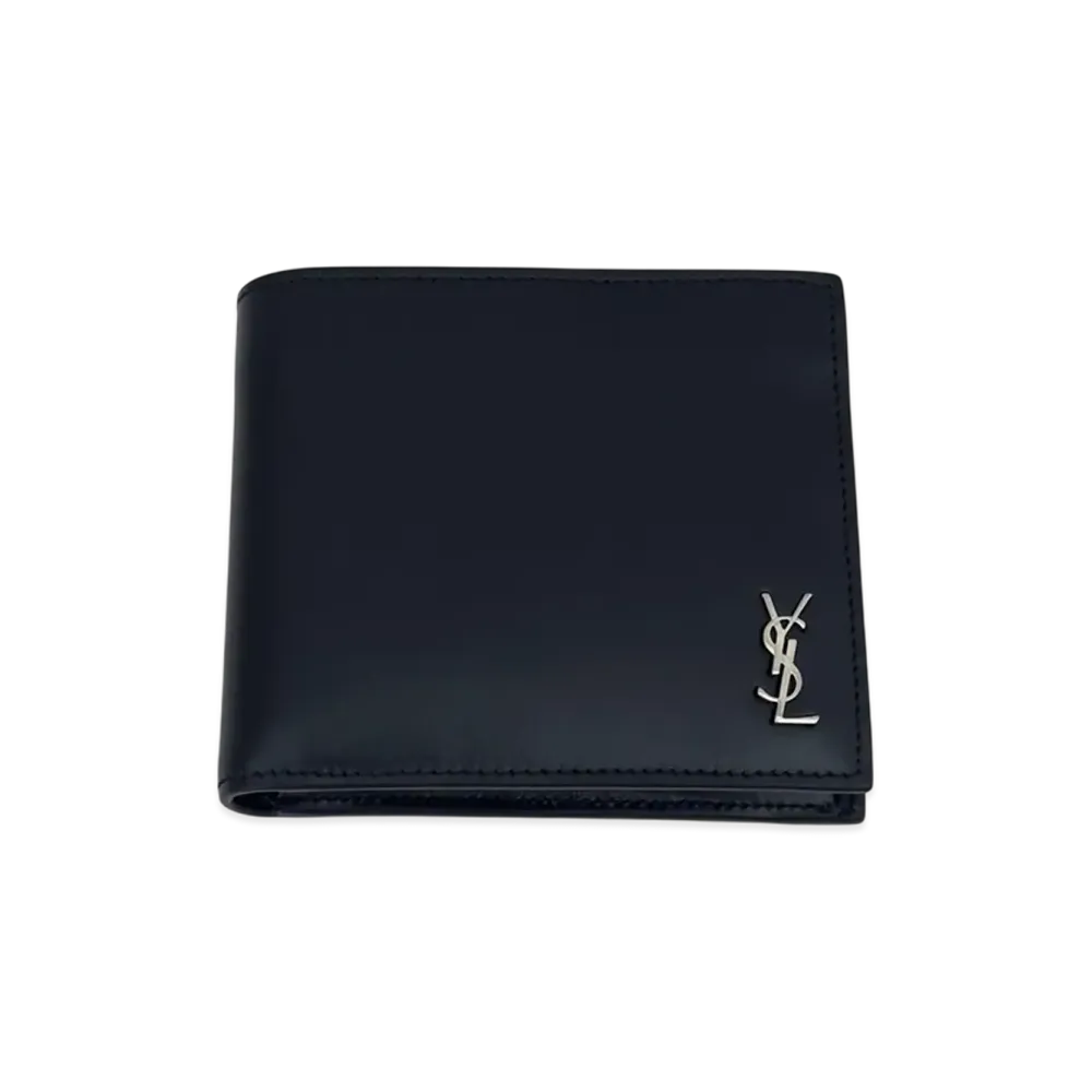 Saint Laurent Tiny Monogram East/West Wallet With Coin Purse In Grained Leather "Black"