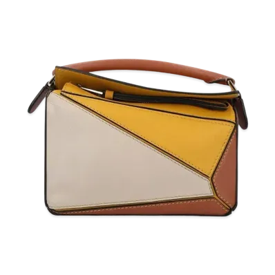 LOEWE Mini Puzzle Bag In Classic Calfskin "Mustard/Tan"