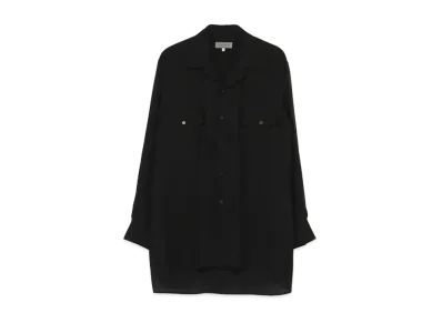 Yohji Yamamoto Pour Homme CELLULOSE LAWN FLAP BLOUSE "Black"