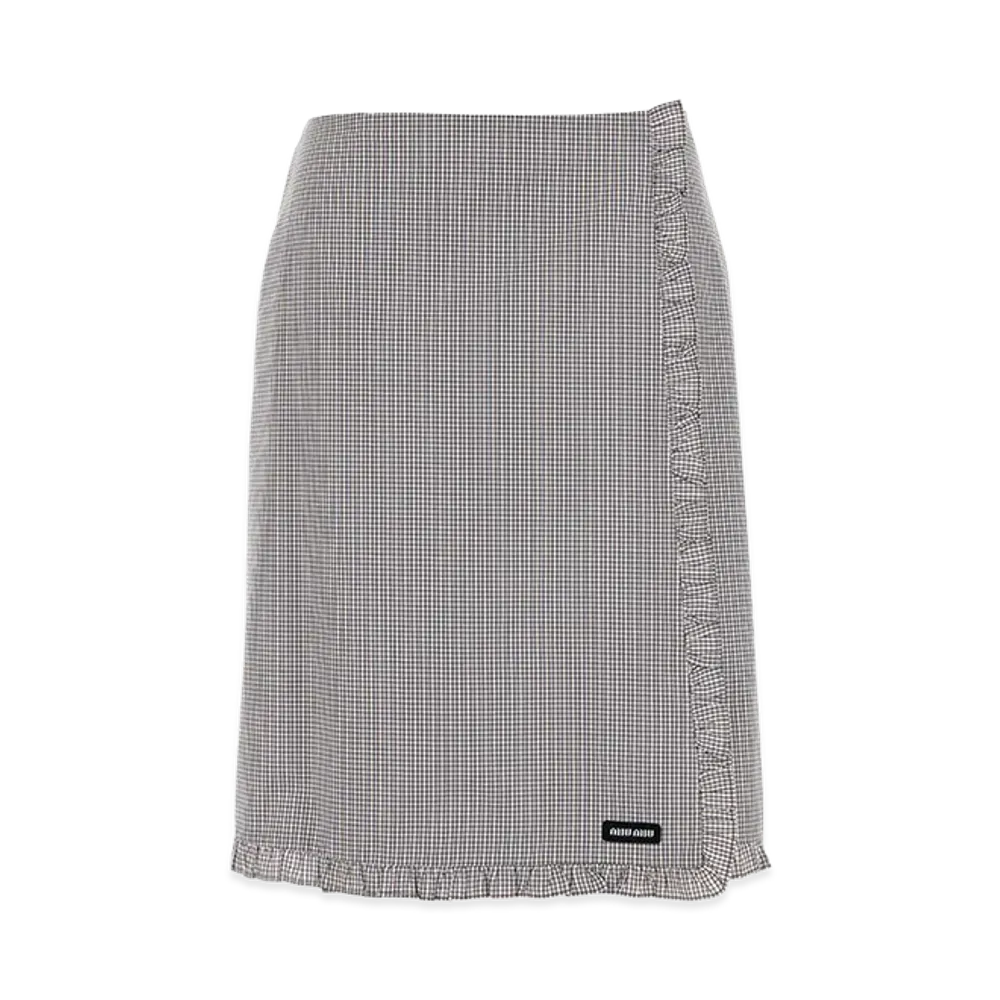 MIU MIU Women's Embroidered Poplin Skirt "Biancocacao"