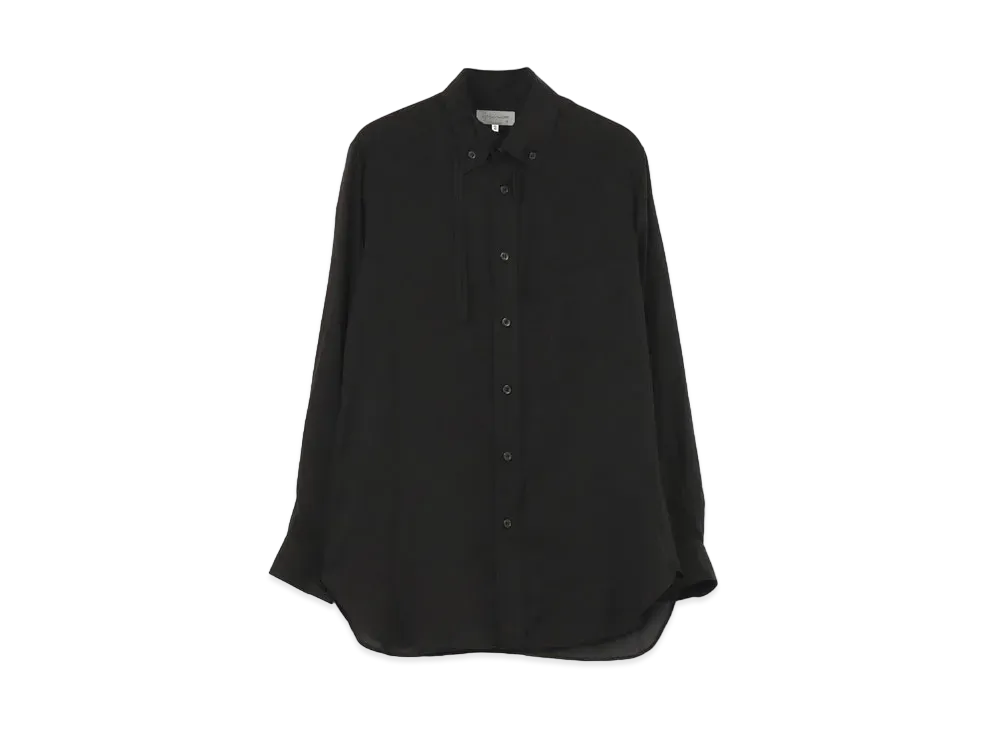 Yohji Yamamoto Pour Homme CELLULOSE LAWN STAND COLLAR LOOP BLOUSE "Black"