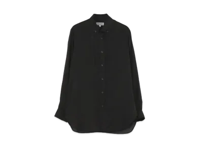 Yohji Yamamoto Pour Homme CELLULOSE LAWN STAND COLLAR LOOP BLOUSE "Black"