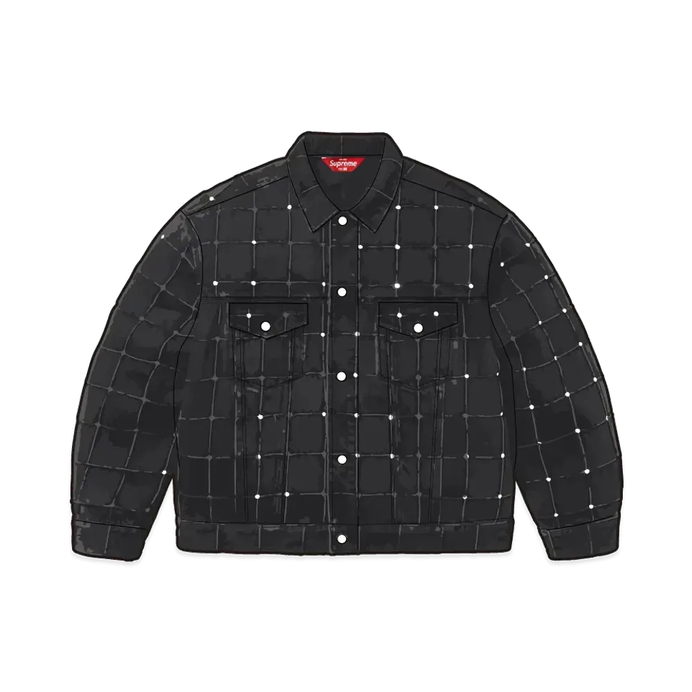 Supreme Studded Seam Denim Trucker Jacket "Black"