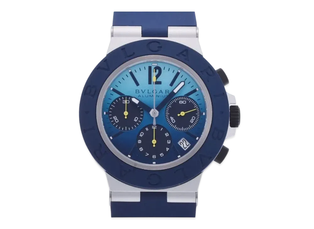 BVLGARI Aluminum Capri Chronograph Exclusive 1000 "Blue/Aluminum/Rubber/Navy"