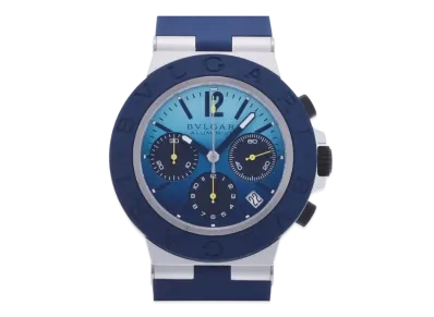 BVLGARI Aluminum Capri Chronograph Exclusive 1000 "Blue/Aluminum/Rubber/Navy"