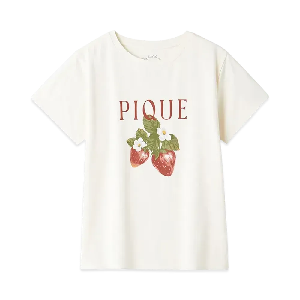 GELATO PIQUE Strawberry One Point T-Shirt "Off White"
