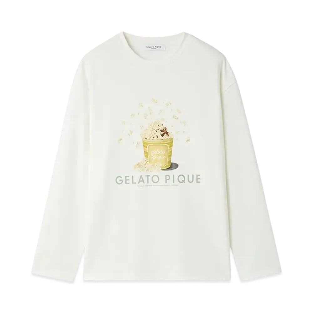 GELATO PIQUE Homme Inlay Popcorn Print Long T-Shirt "Off White"