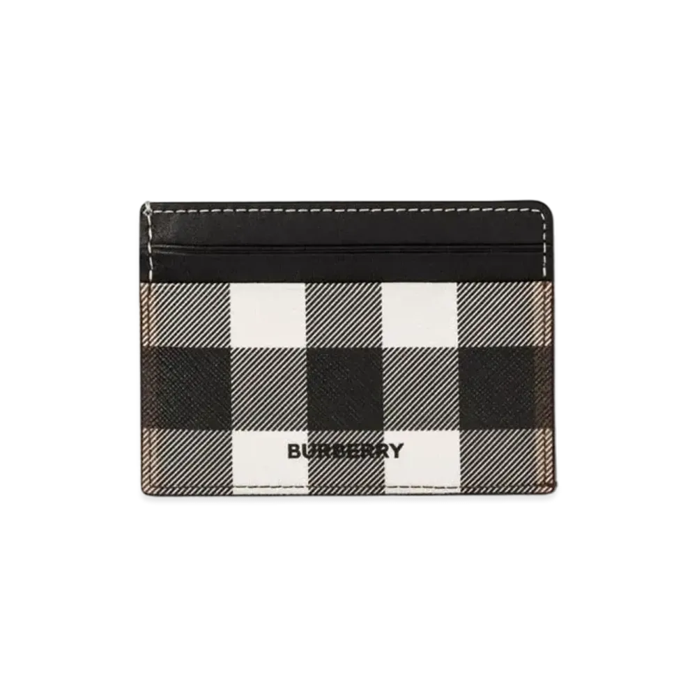Burberry Check E-canvas and Leather Card Case "Dark Birch Brown"