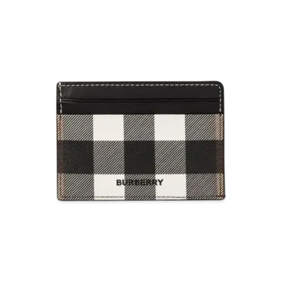 Burberry Check E-canvas and Leather Card Case "Dark Birch Brown"