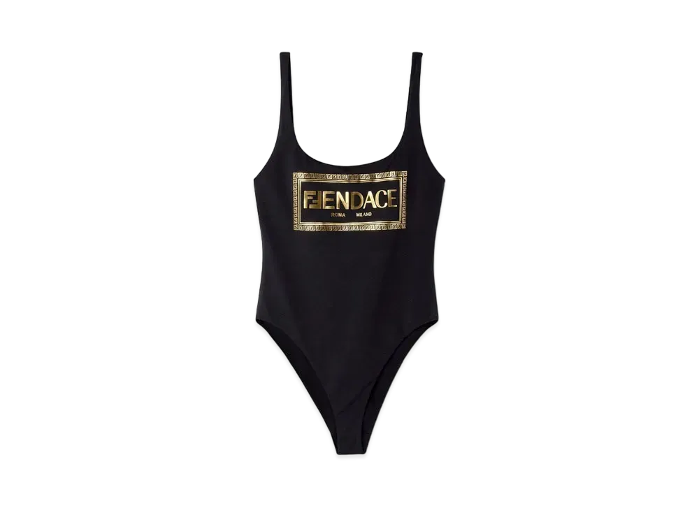 FENDI x Versace Fendace Logo One-Piece Swimsuit "Black"