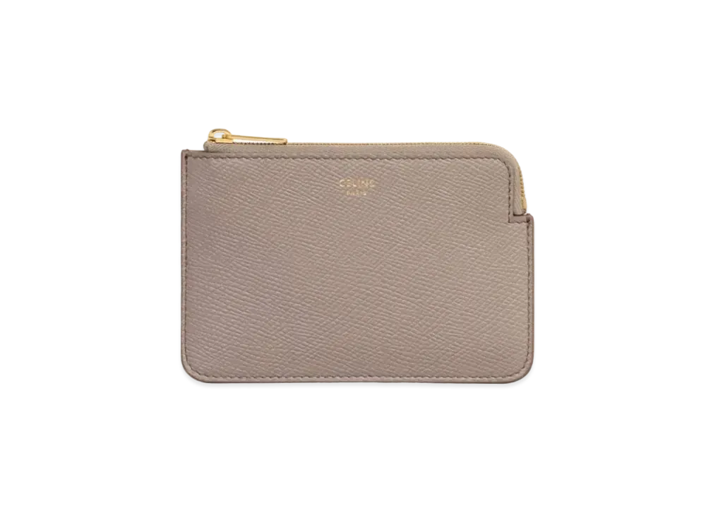 CELINE Coin & Card Pouch with Hook in Grained Calfskin "Pure"