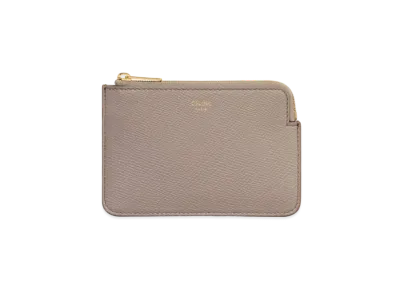 CELINE Coin & Card Pouch with Hook in Grained Calfskin "Pure"