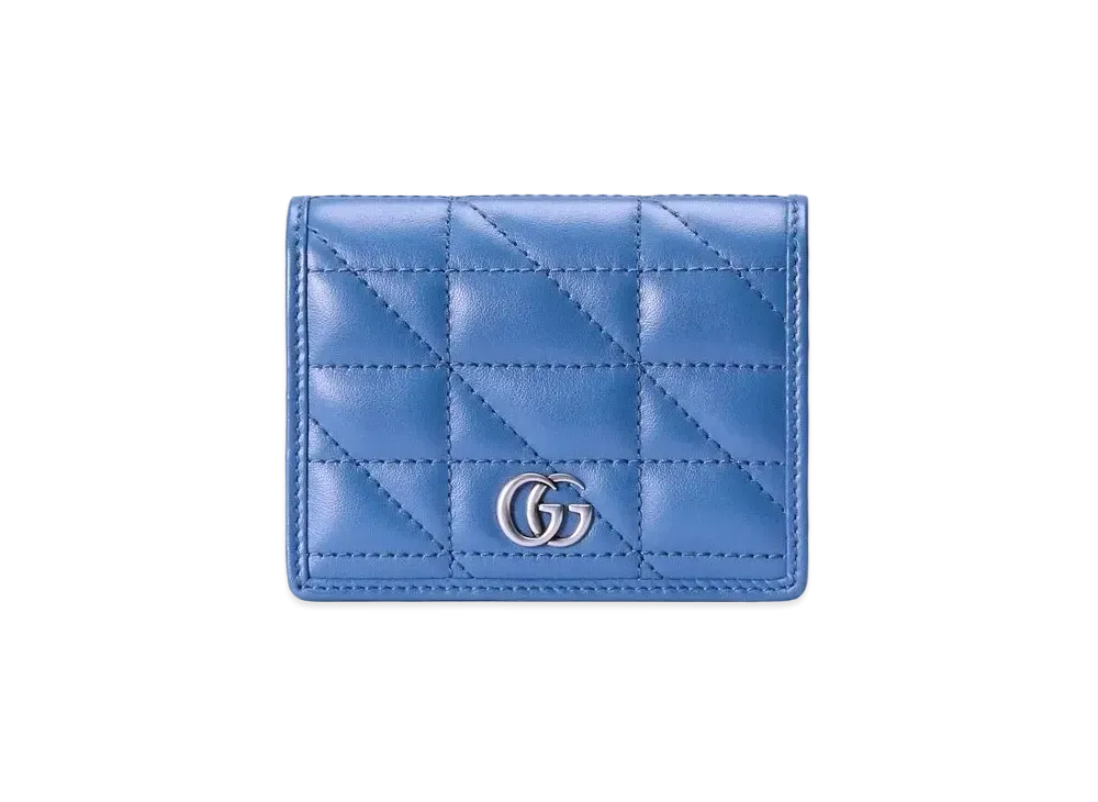 GUCCI GG Marmont Card Case Wallet "Blue"