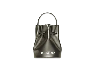 BALENCIAGA Women's Everyday XS Drawstring Bucket Bag "Black/White"