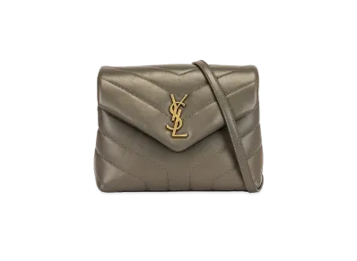 SAINT LAURENT Loulou Toy Bag In Matelasse Y Leather "Gray Khaki"