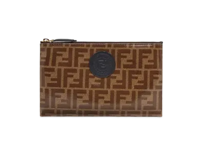 FENDI Small Flat Slim Clutch Fabric Slim Clutch "Brown"