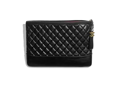 CHANEL Large Pouch Aged Calfskin & Calfskin "Black"